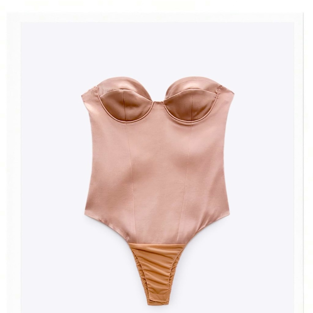 NWT ZARA Satin Effect Bustier Bodysuit